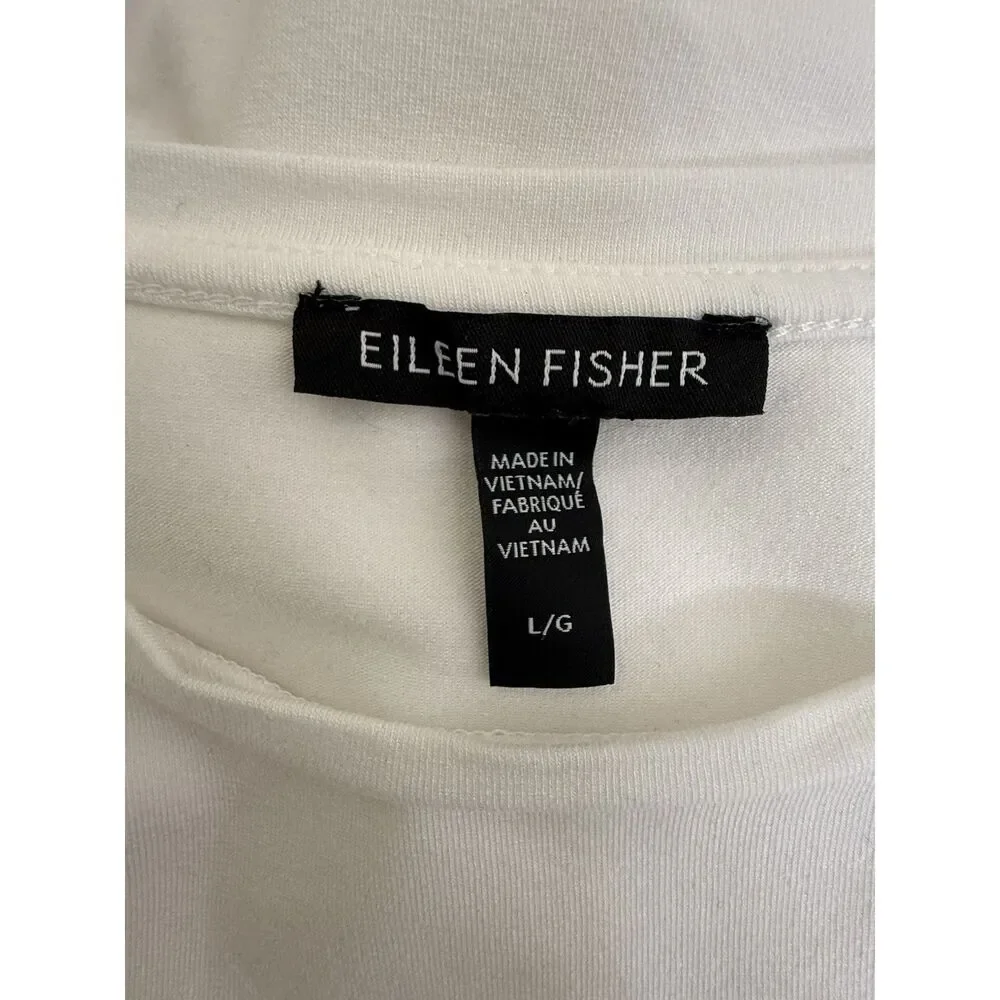 Eileen Fisher Women Size Large Silky Jersey Round Neck L/S Shirt Cream